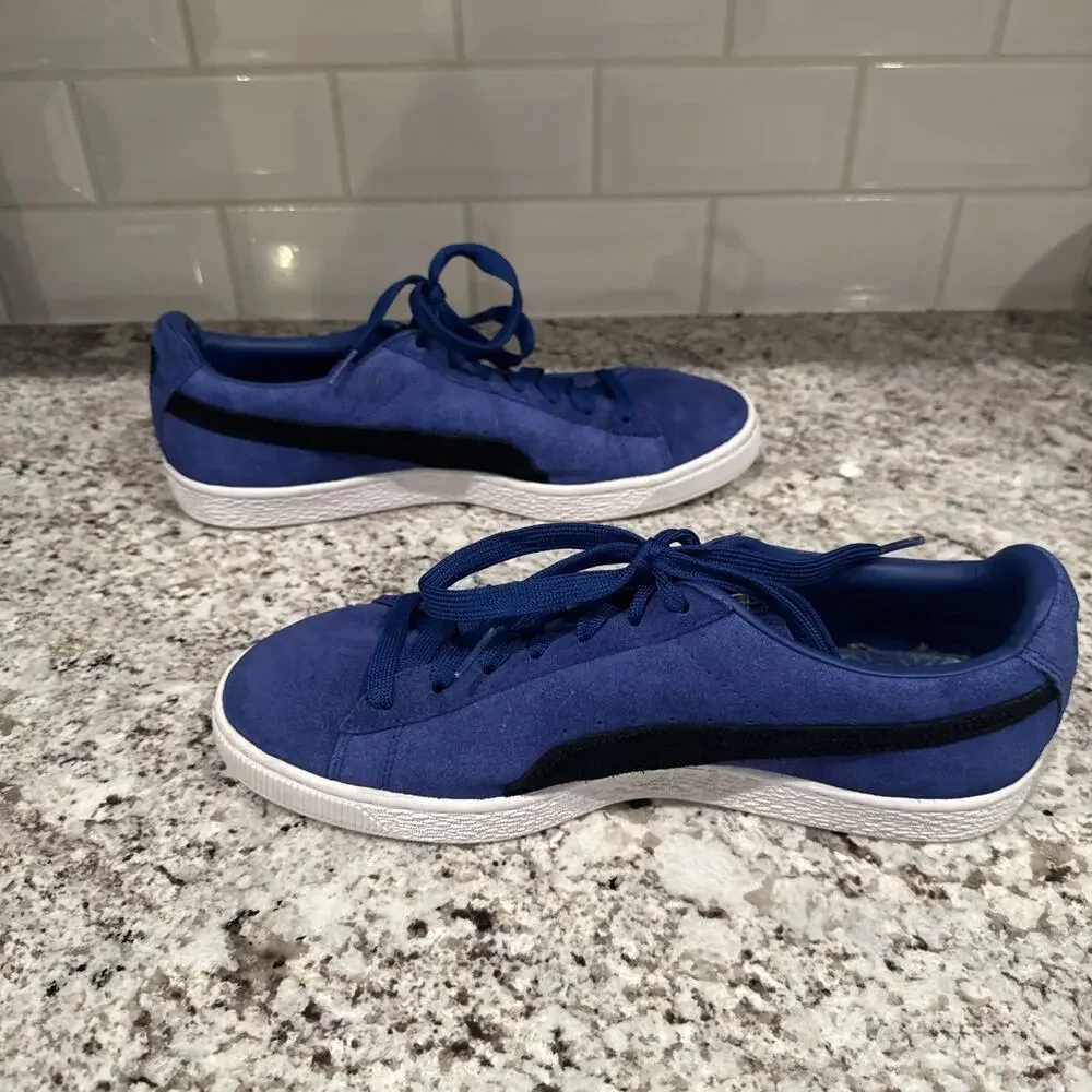 PUMA Suede Classic 363242-01 Blue/Black Suede Low Top Lace-Up Sneaker Mens Sz 11